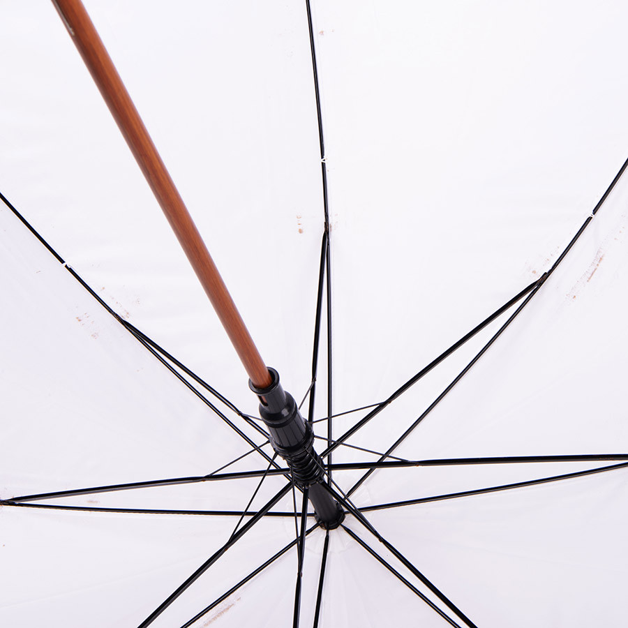 Зонт-трость с деревянной ручкой, полуавтомат; белый; D=103 см, L=90см; нейлон - фото 7 - id-p111612755