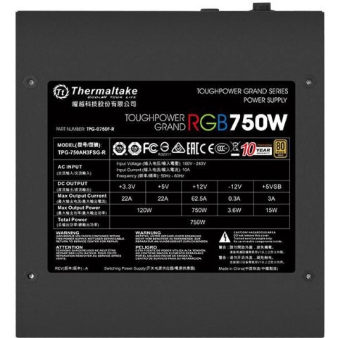 Блок питания Thermaltake Toughpower Grand RGB 750W, PS-TPG-0750FPCGEU-R - фото 6 - id-p102895022