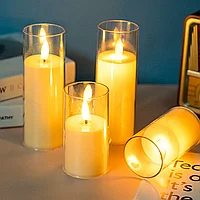 LED свеча на батарейках  в стакане 15 см (1шт)