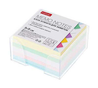 Блок бумаги для заметок "Hatber", 9х9х4,5см, 5 цветов, непроклеенный, в пластиковом боксе - фото 1 - id-p111618035