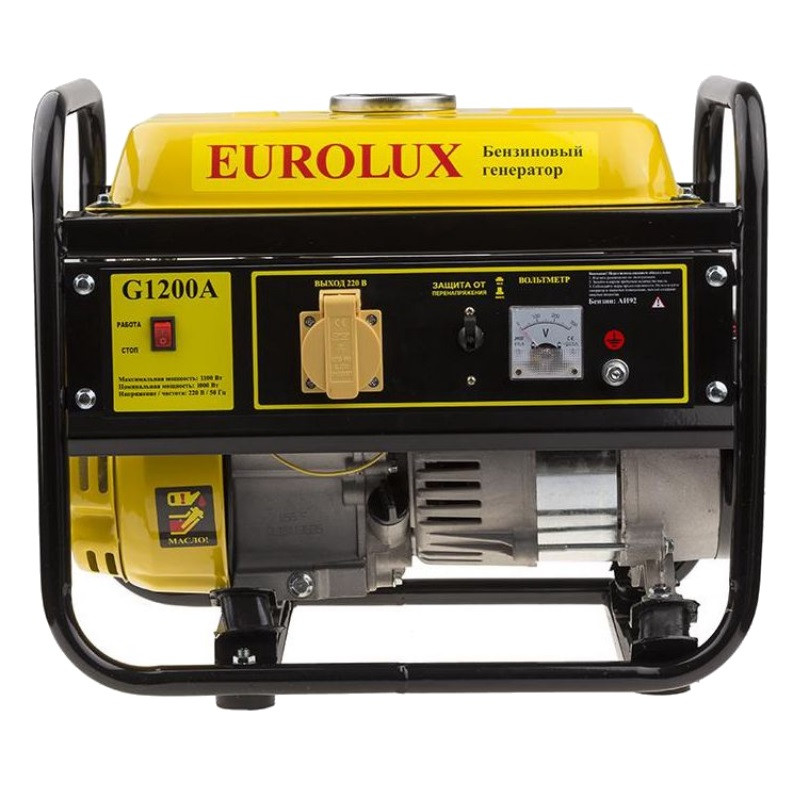 Электрогенератор EuroLux G1200A 64/1/35 (1.0 кВт, 220 В, ручной старт, бак 6 л) - фото 3 - id-p100309363