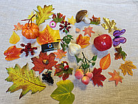 Набор осенние листья, овощи, фрукты, ягоды, и цветы для поделок и декораций на тему осень