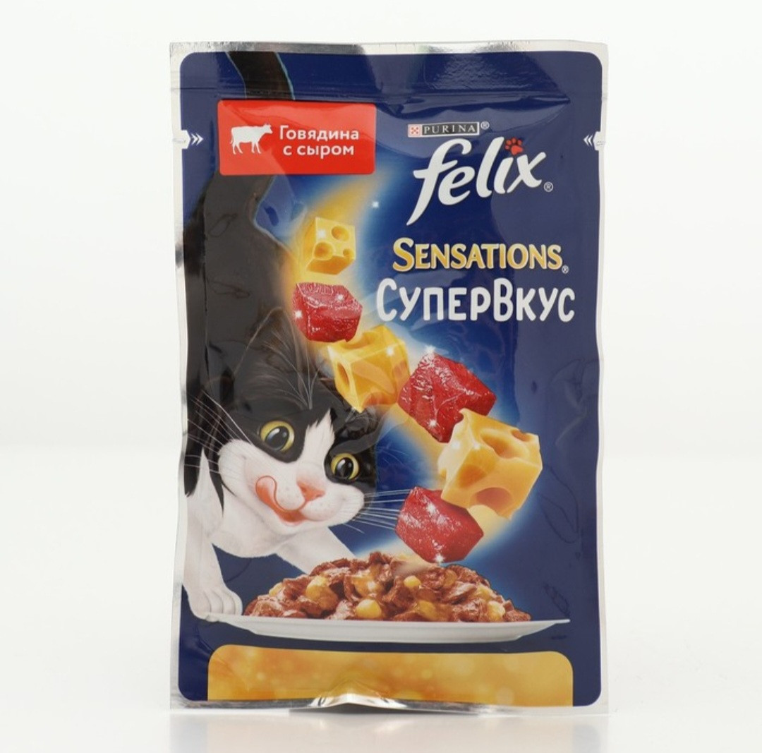Феликс Влажный корм для кошек Говядина с сыром