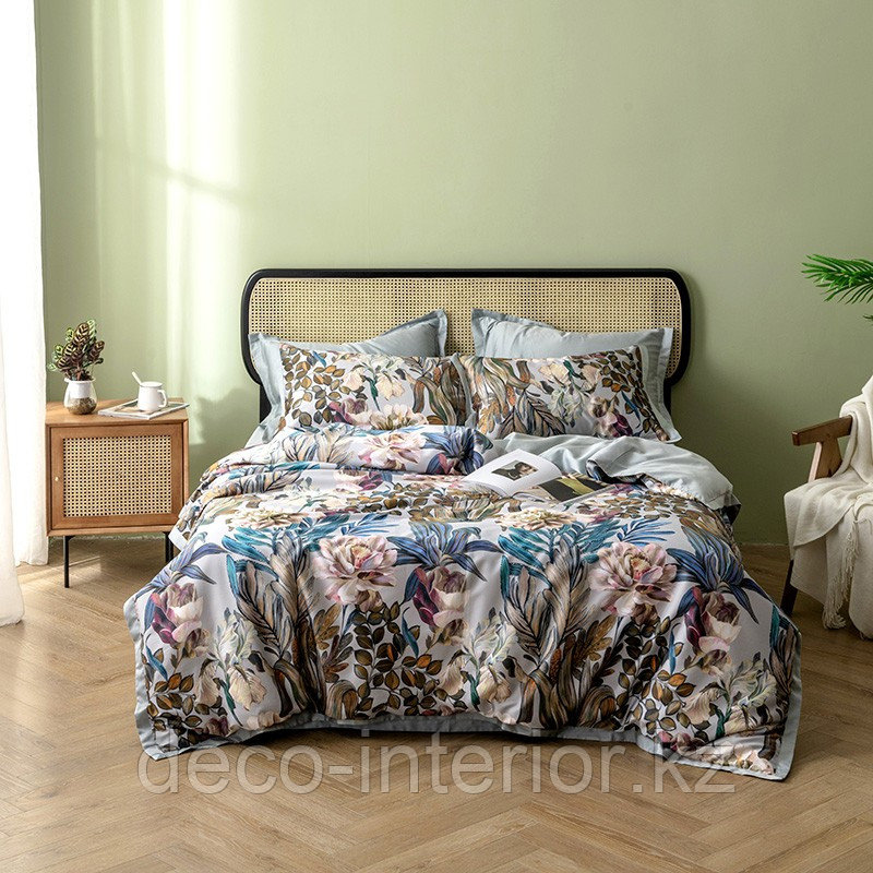 Комплект постельного белья KING SIZE из египетского хлопка c цветами - фото 2 - id-p95525165