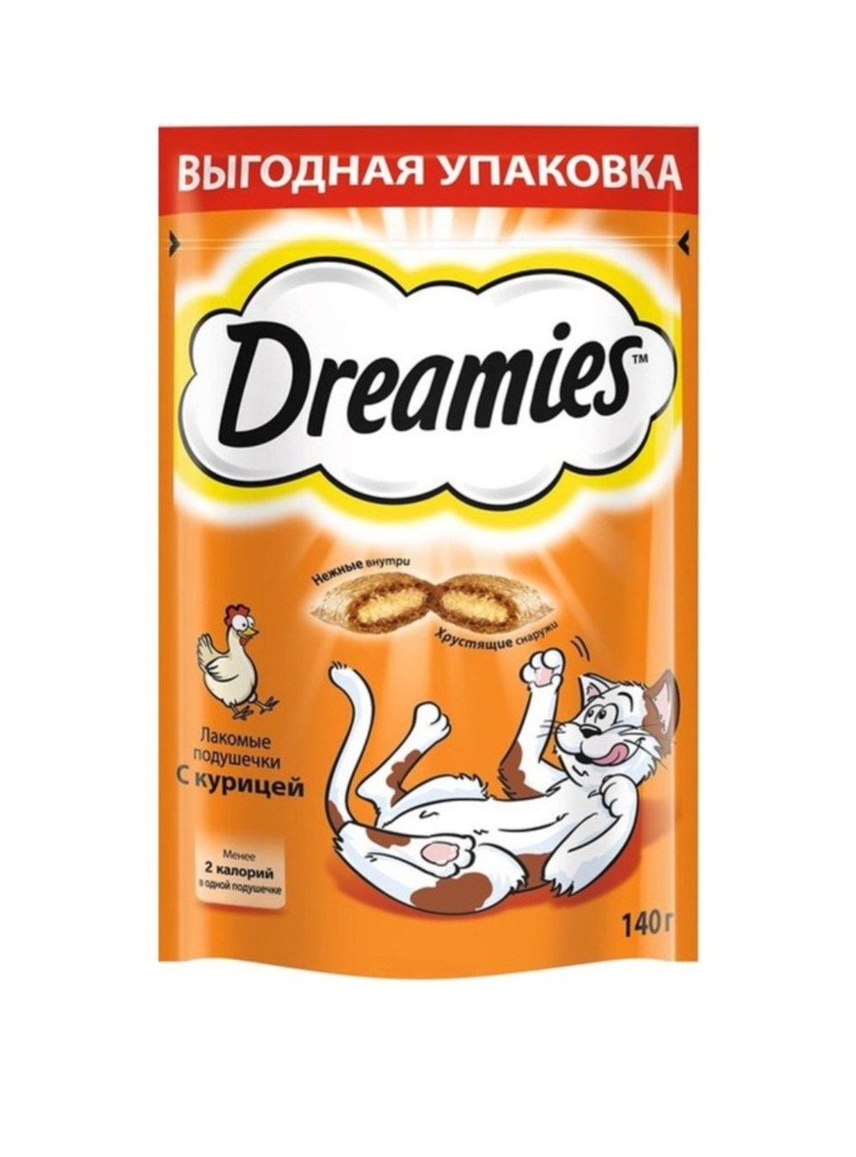 Dreamies (Дримс) "Лакомые подушечки" для кошек Курица, 140 г, фото 1