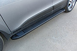 Пороги алюминиевые Slitkoff "Optima Black" 2250 черные Hyundai STAREX H-1 (2007-2021), фото 3