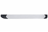 Пороги алюминиевые Slitkoff "Optima Silver" 2250 серебристые Hyundai STAREX H-1 (2007-2021), фото 5