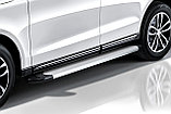 Пороги алюминиевые Slitkoff "Optima Silver" 2250 серебристые Hyundai STAREX H-1 (2007-2021), фото 4
