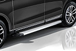 Пороги алюминиевые Slitkoff "Optima Silver" 1700 серебристые Chevrolet CAPTIVA (2006-2013-), фото 3