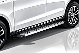Пороги алюминиевые Slitkoff "Standart Silver" 2250 серебристые Hyundai STAREX H-1 (2007-2021), фото 3