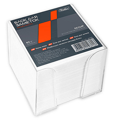 Блок бумаги для заметок "Hatber", 9x9x9см, белый, непроклеенный, в пластиковом боксе - фото 1 - id-p111631263