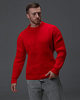 Вязаный свитер мужской oversize красный M