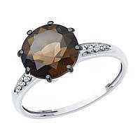 Кольцо из серебра с раухтопазом и фианитами Diamant 94-310-02040-3 покрыто родием
