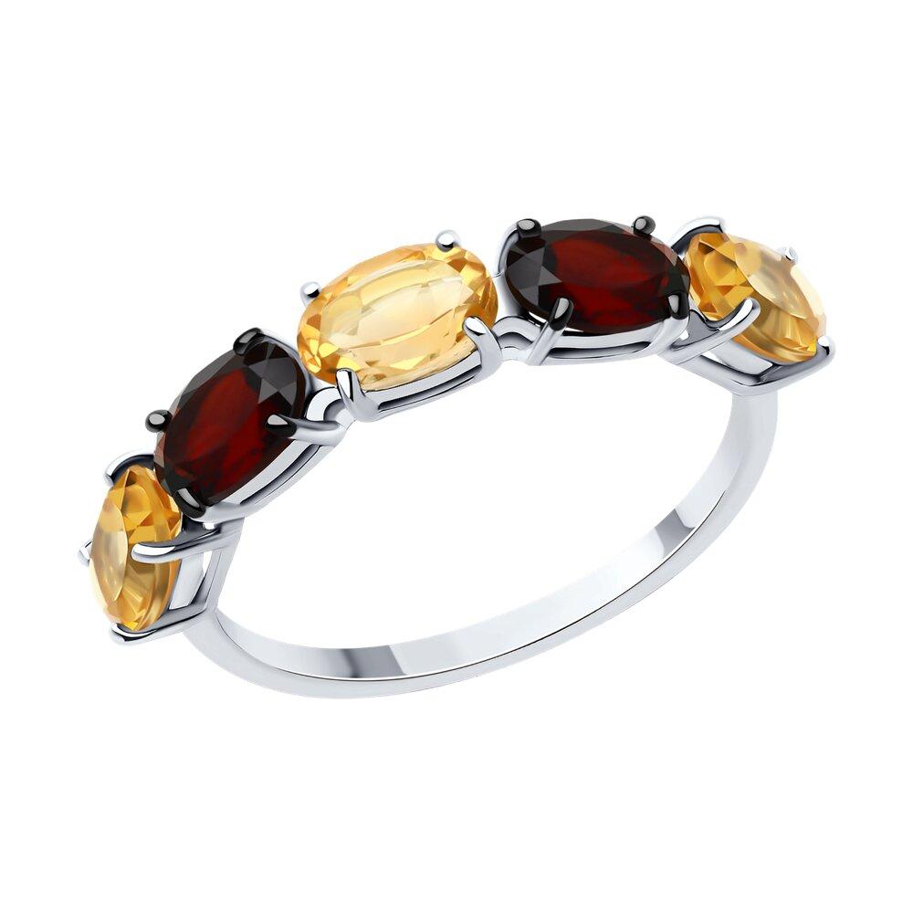 Кольцо из серебра с миксом полудрагоценных  вставок SOKOLOV 92014322 серебро с родием, фото 1