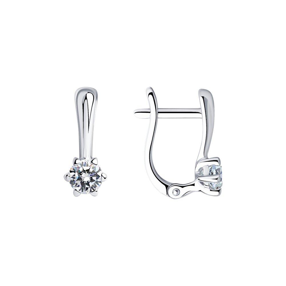 Серьги из серебра с фианитами SOKOLOV 94025264 серебро с родием, с английским замком, фото 1