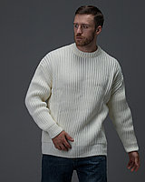 Вязаный свитер мужской oversize белый XL