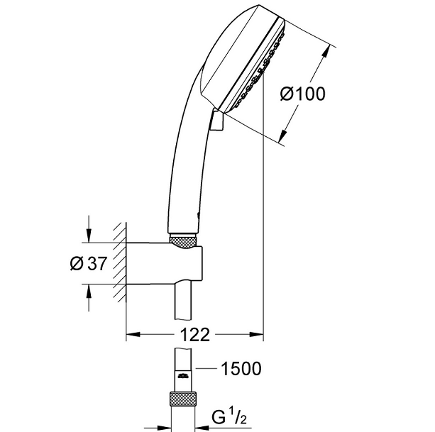 Ручной душ с креплением 3 вида струи GROHE Tempesta New Cosmopolitan, шланг 1500 - фото 2 - id-p111633470