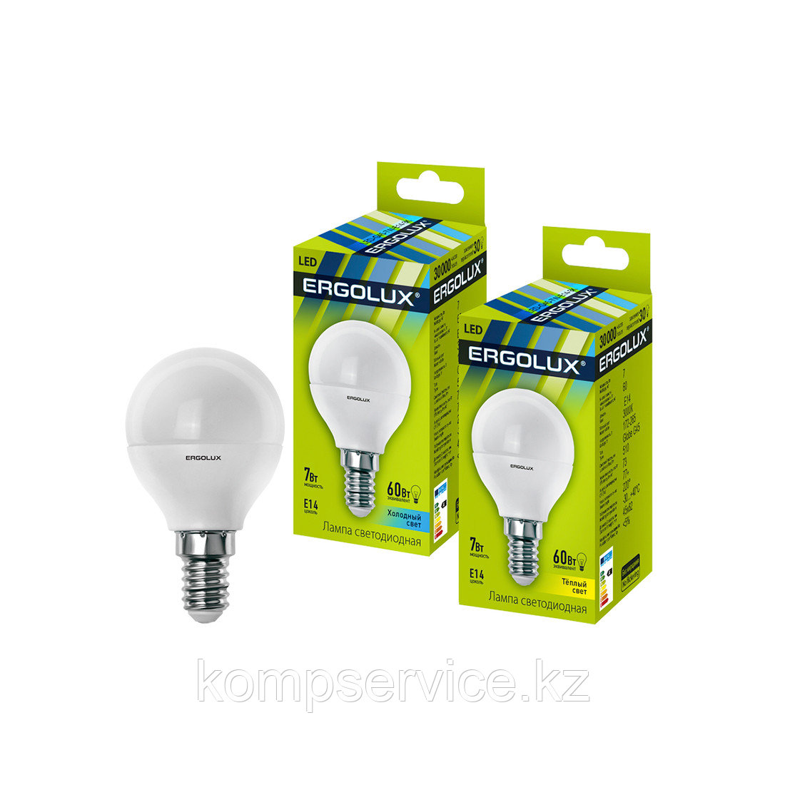 Эл. лампа светодиодная Ergolux LED-G45-7W-E14-3K, Тёплый - фото 1 - id-p111635189