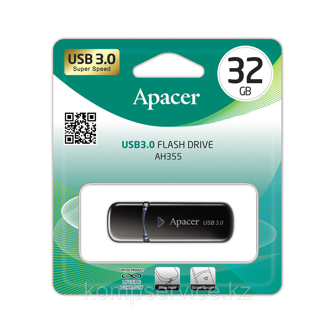 Apacer AH355 32GB USB-жинақтағыш Қара - фото 2 - id-p111635707