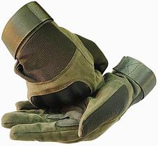 Перчатки тактические с пальцами  (цвет зеленый), фото 3