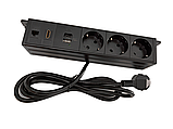 Shelbi Настольный накладной блок на 3 розетки 200B, USB, Type-C, RJ45, HDMI, чёрный, фото 7
