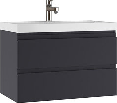 Тумба подвесная под умывальник Bazis 100 Graffo графит матовый В2 Домино DGr2404T