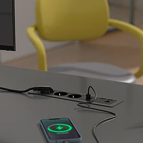 Shelbi Настольный встраиваемый блок на 3 розетки 200B, USB, Type-C, RJ45, HDMI, чёрный