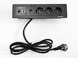 Shelbi Настольный встраиваемый блок на 3 розетки 200B, USB, Type-C, RJ45, HDMI, чёрный, фото 9