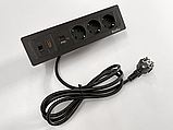 Shelbi Настольный встраиваемый блок на 3 розетки 200B, USB, Type-C, RJ45, HDMI, чёрный, фото 4