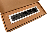 Shelbi Настольный встраиваемый блок на 3 розетки, USB, Type-C, RJ45, HDMI, серебро, фото 5