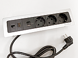 Shelbi Настольный встраиваемый блок на 3 розетки, USB, Type-C, RJ45, HDMI, серебро, фото 8