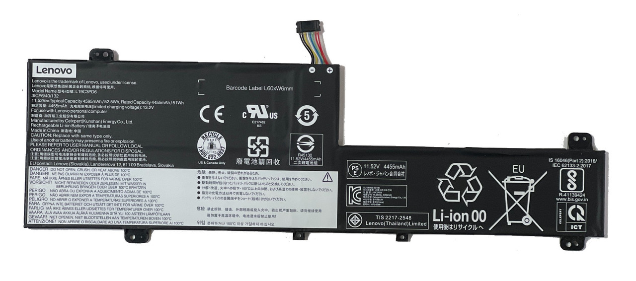 L19C3PD6 Батарея для Lenovo Flex 5-15IIL Flex 5-14IIL L19M3PD6 L19D3PD6 L19L3PD6 11.55V 52.5WH 4550mAh (org) - фото 1 - id-p111644102