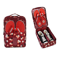 Сумка чехол дорожная для обуви органайзер Travel бордовая с рисунком