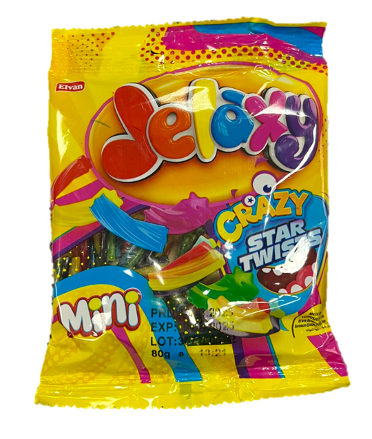 Жев. мармелад Jelaxy Crazy STAR TWISTS 80 гр. (12 шт. в упаковке)