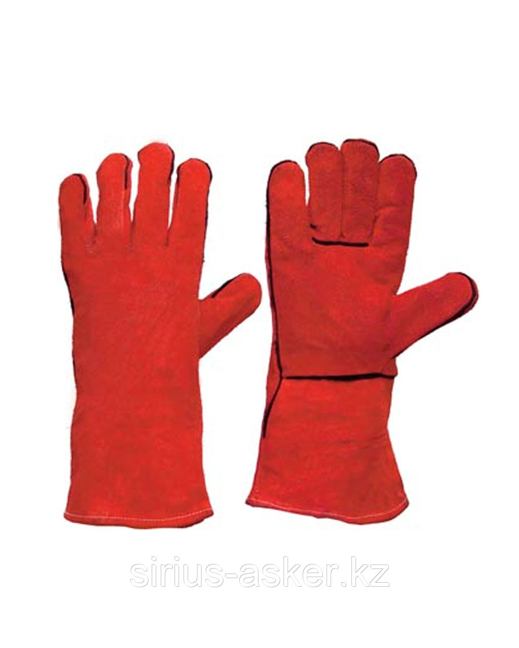 Краги спилковые пятипалые с подкладкой, цвет красный, фото 1