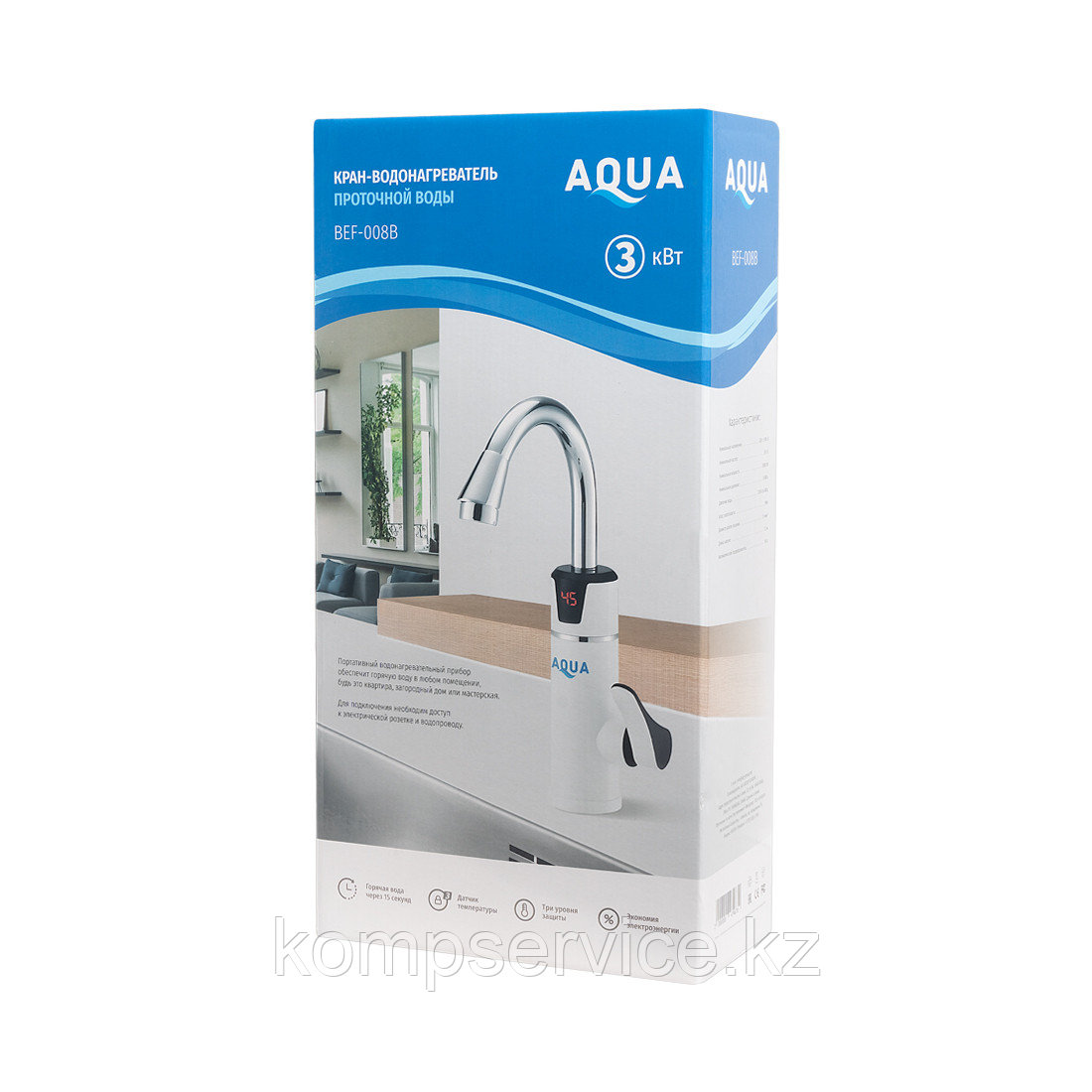 Кран водонагреватель проточной воды AQUA BEF-008B - фото 3 - id-p111661923