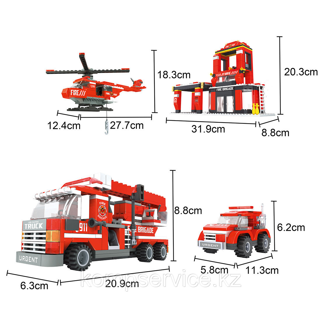 Игровой конструктор Keyixing 21901 ПОЖАРНАЯ БРИГАДА (709 деталей в наборе) - фото 2 - id-p111662089