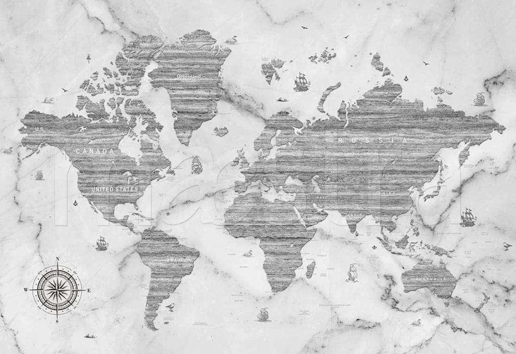 Серая карта мира 15-086 - фото 2 - id-p111665091