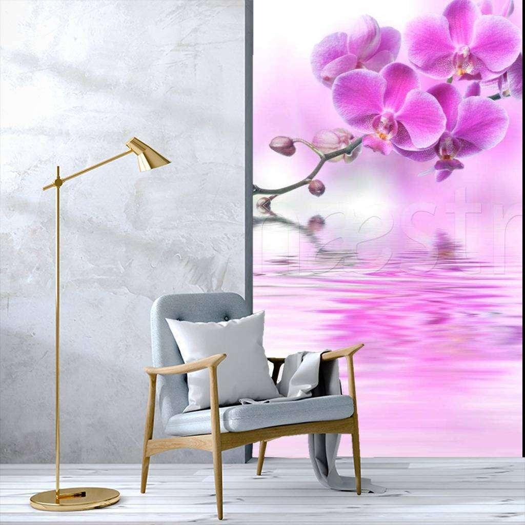 Розовая орхидея на белом фоне над водой 10-209 - фото 1 - id-p111668059