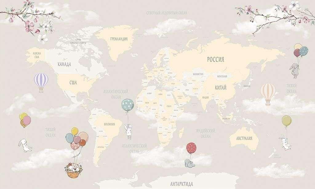 Карта мира с зайчиками 14-056 - фото 2 - id-p111671071