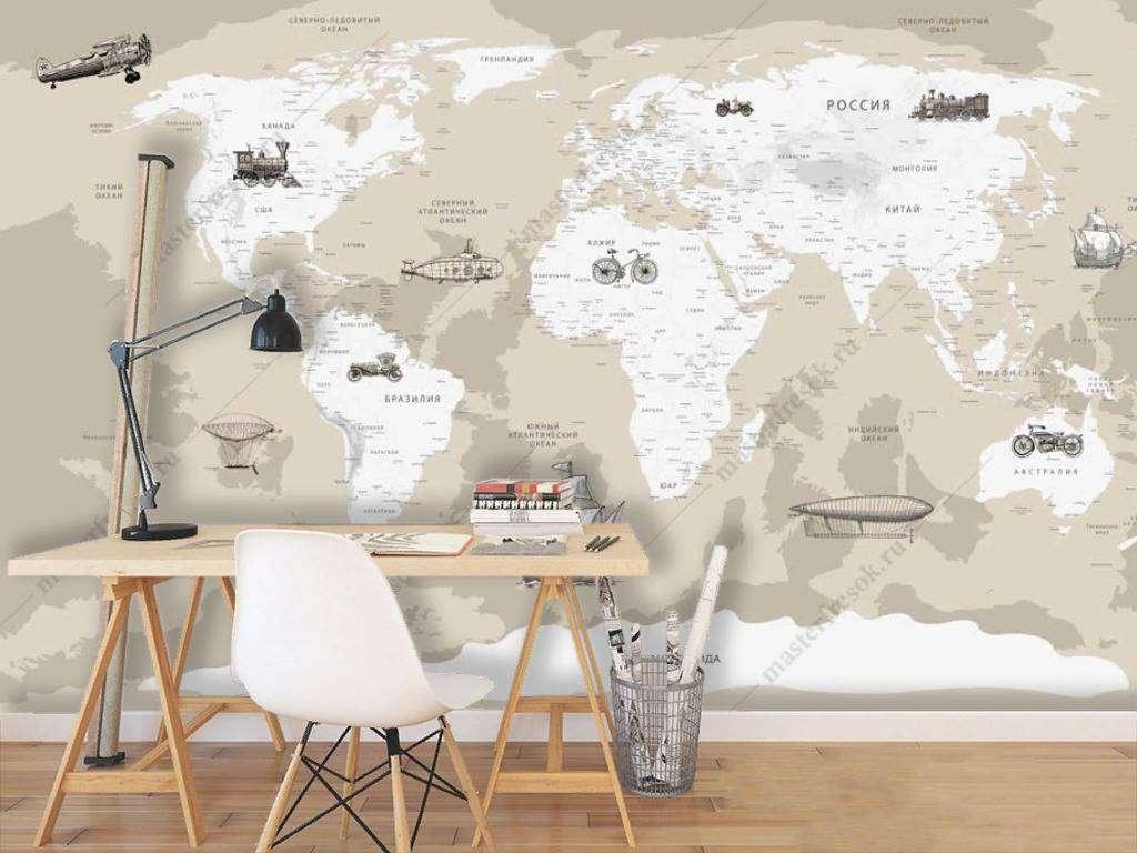 Карта мира в песочных тонах 14-176 - фото 4 - id-p111671313