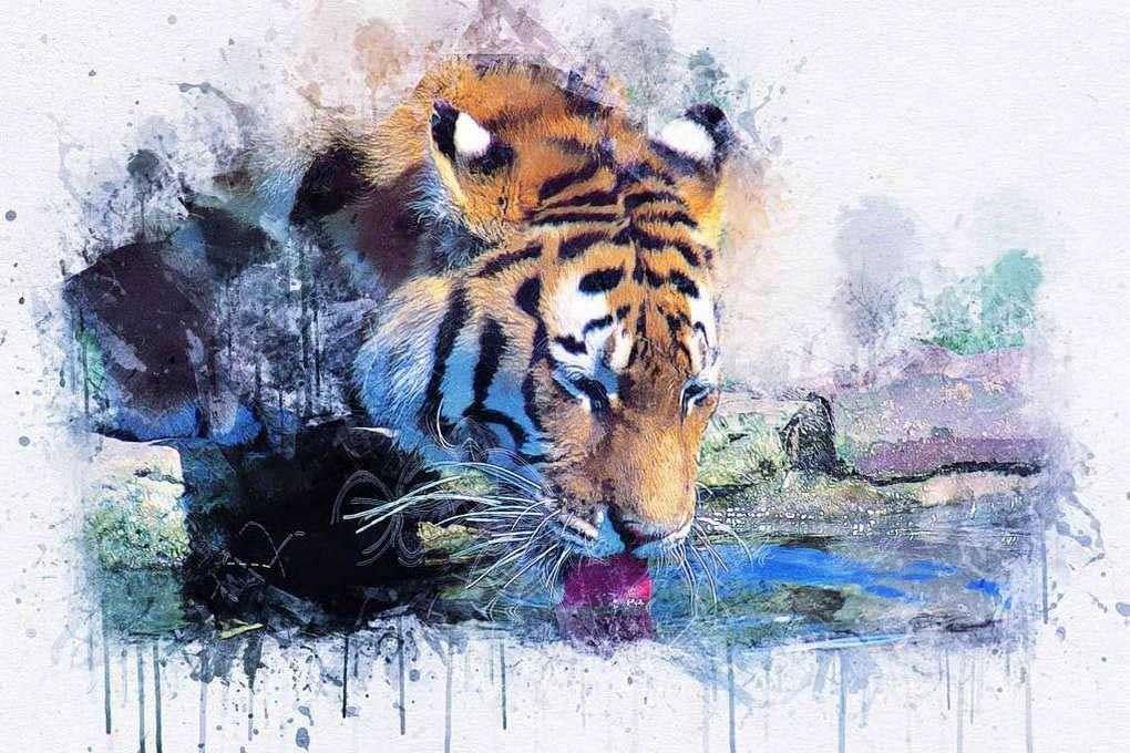 Тигр пьёт воду 17-4302 - фото 2 - id-p111672951