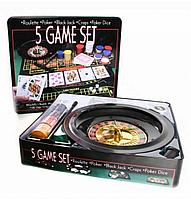 Набор для покера с рулеткой "Казино 5 в 1" / Рулетка,