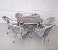 Комплект мебели Деко комфорт (стол и стулья) Deko Comfort - Круглый стол, стул 6 шт., Серый