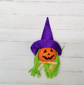 Украшение для хэллоуина тыква в фиолетовой шляпе - фото 2 - id-p111649954