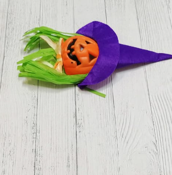 Украшение для хэллоуина тыква в фиолетовой шляпе - фото 3 - id-p111649954