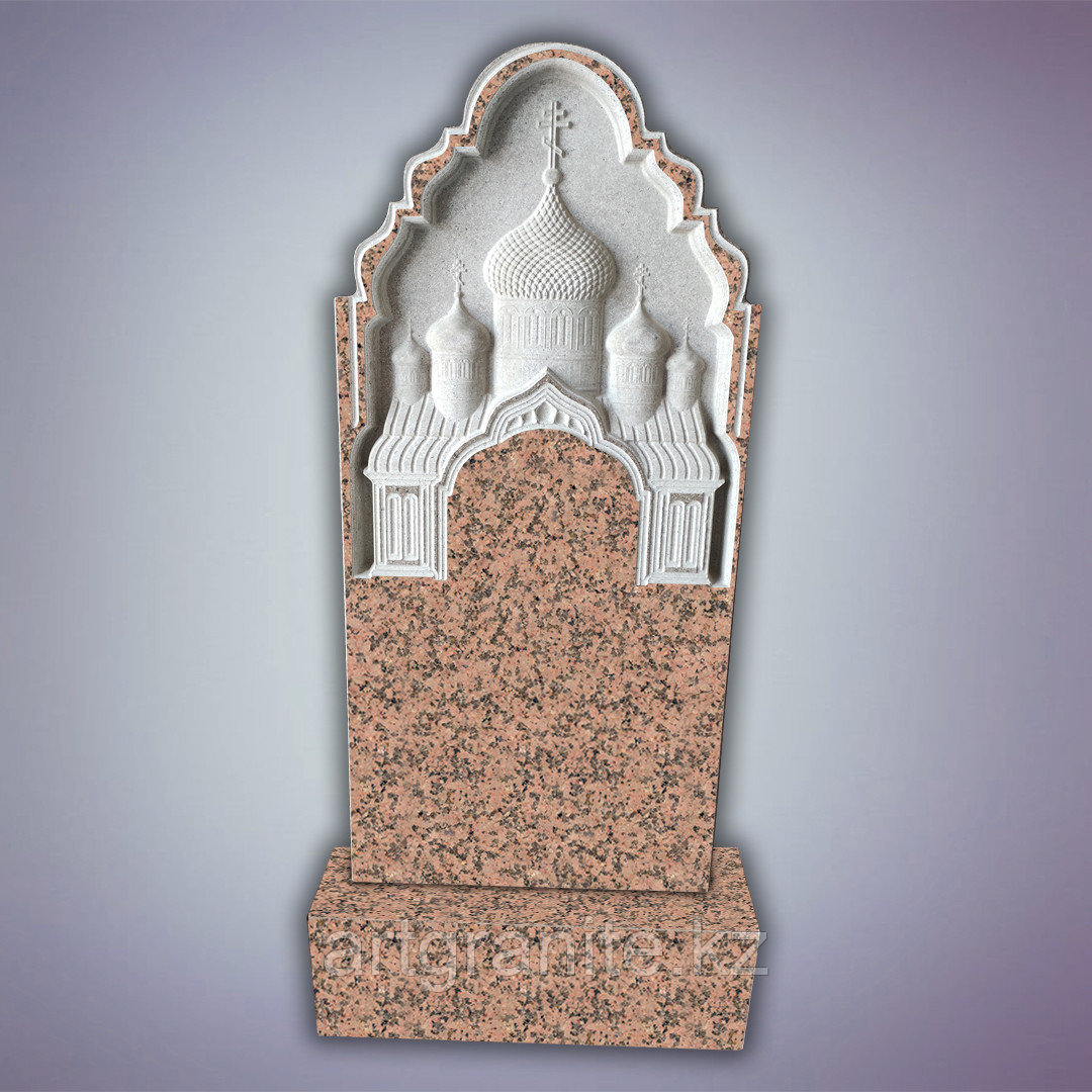 Памятник из гранита Желтау, с храмом (церковью) (3D) , коричневый - фото 1 - id-p111683060