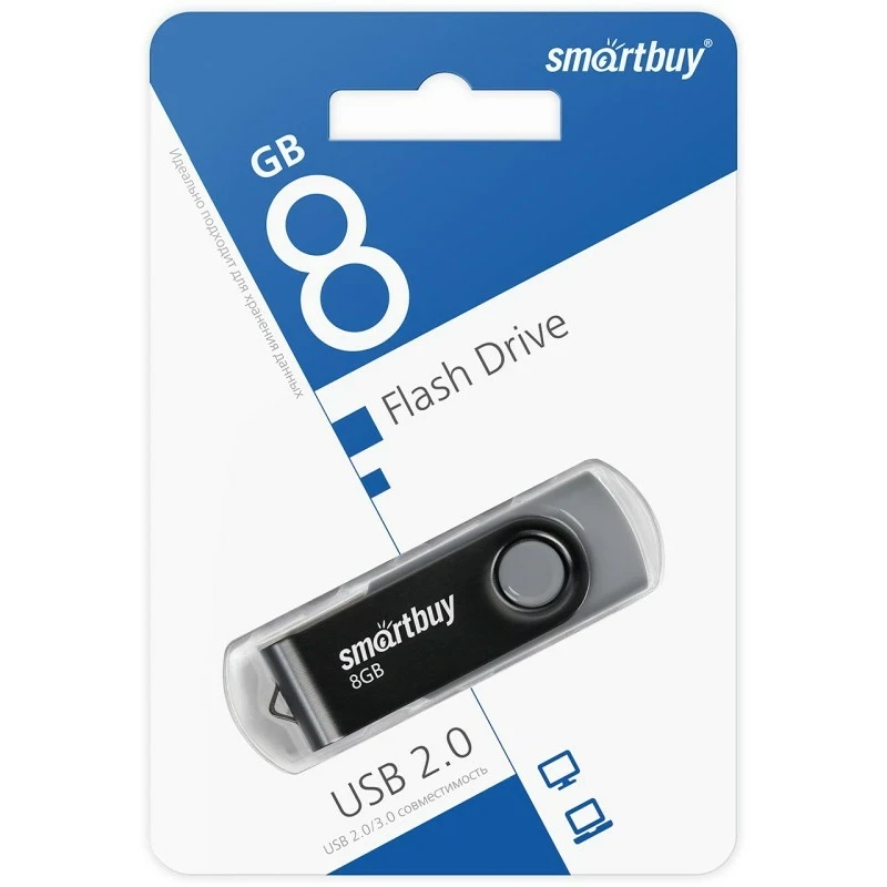 USB Flash Drive 8Gb Smartbuy Twist Black - фото 2 - id-p111477805