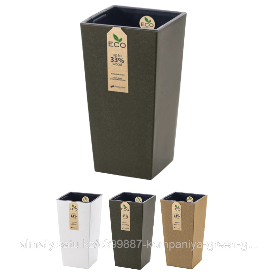 Горшок с внутренней вставкой Urbi Square ECO DURS200W | Prosperplast, фото 1