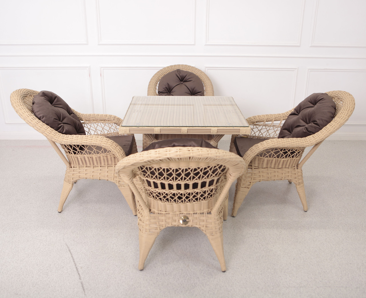 Комплект мебели Изабелла (стол и стулья) Izabella - Прямоугольный стол, стул 4 шт., Желтый травертин - фото 1 - id-p111363508